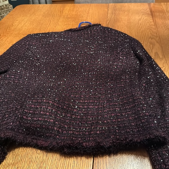 White House Black Market purple sparkle tweed blazer size 0 - Picture 7 of 9